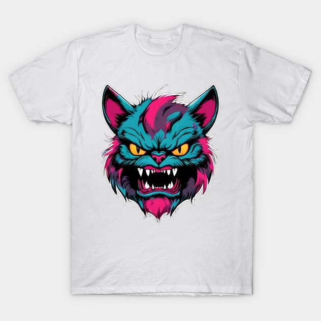 An Angry Cat with Grinning Face T-Shirt by FooVector